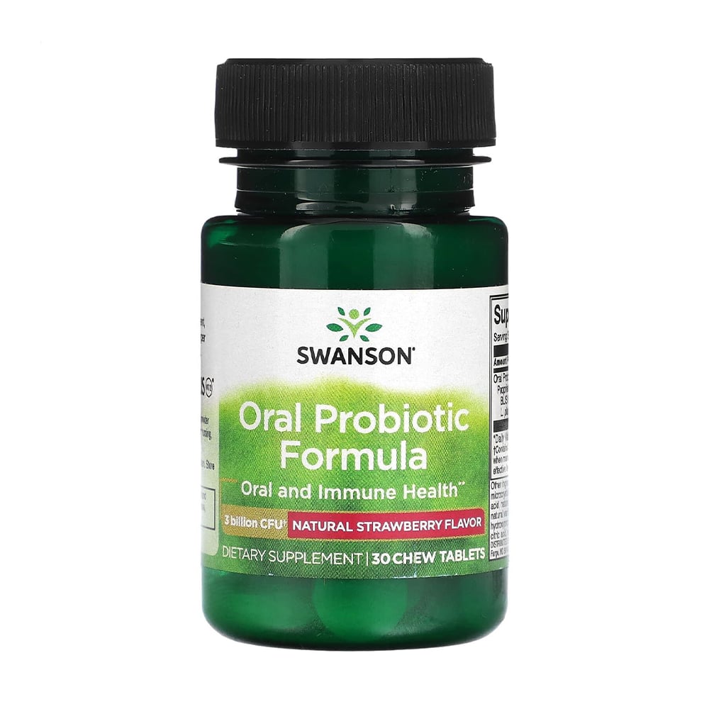 Пробіотична формула Swanson Oral Probiotic Formula 3 млрд КУО, з полуничним смаком, 30 жувальних таблеток